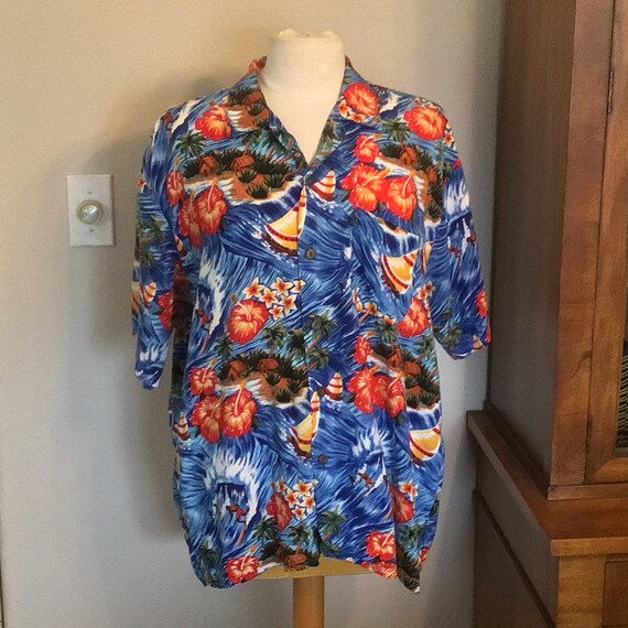Large Pineapple Connection all Rayon Hawaiian Alo… - image 1