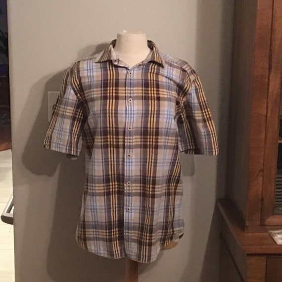 Large Tommy Bahama Madras Plaid Camp Shirt