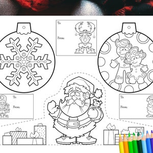 Printable Christmas Coloring Pages / Crafts for Kids / Christmas Ornaments / Christmas Decorations / Holiday Gift Labels / Family Activities