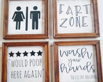 BATHROOM WALL DECOR Bathroom Sign Bathroom wall art Bathroom Farmhouse decor Wall art Wall decor Home decor Housewarming gift Rustic decor