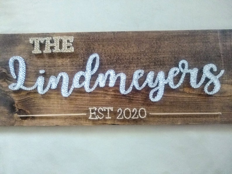 WOODEN STRING ART Sign Family Name Sign Bridal Shower Gift Etsy