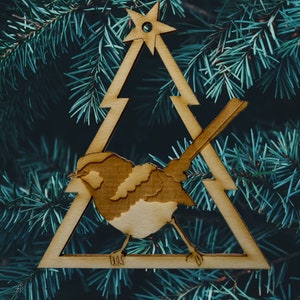 Christmas Superb Blue Wren: Australian Tree Ornament
