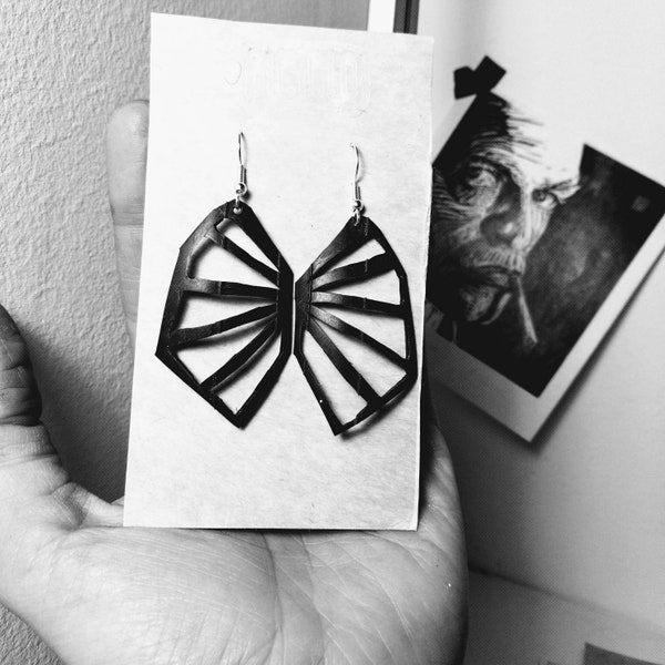 earrings "spiderweb", 100% upcycled, vegan, made with bicycle inner tubes