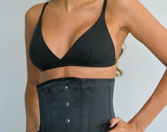 Black Underbust Corset – Tummy Tuck Waist Trainer, Gothic Waist Cincher