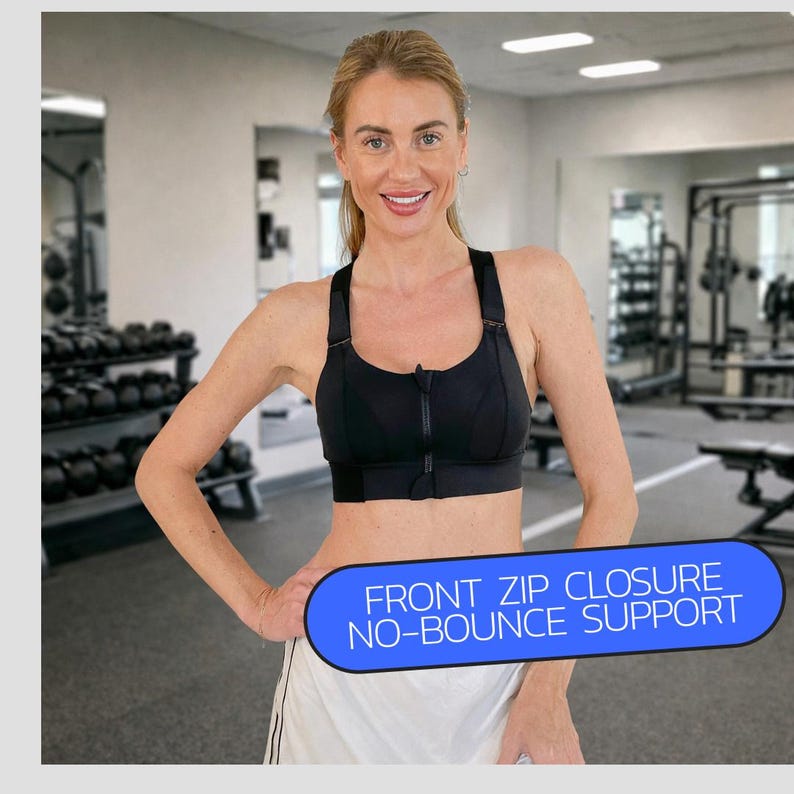 Sujetador deportivo con cierre frontal de alta compresión, sin rebote, ajustable. imagen 13
