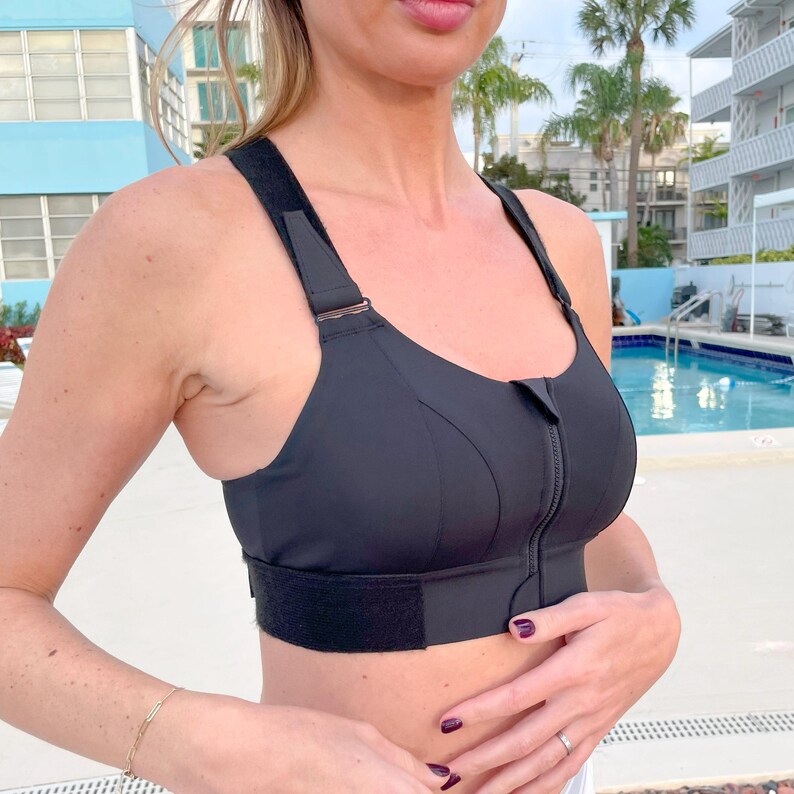 High Impact Sport Bra, Shockproof, Compression Bra. Slimming Yoga Bra Black – Back Shaping & Belly Tightening SIZE S M L XL