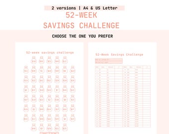 52-Week Savings Challenge Printable | Money Tracker (PDF)