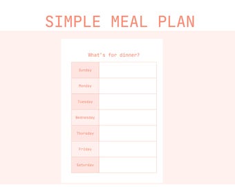 Weekly Meal Planner Printable: Family Menu Template (Digital PDF)