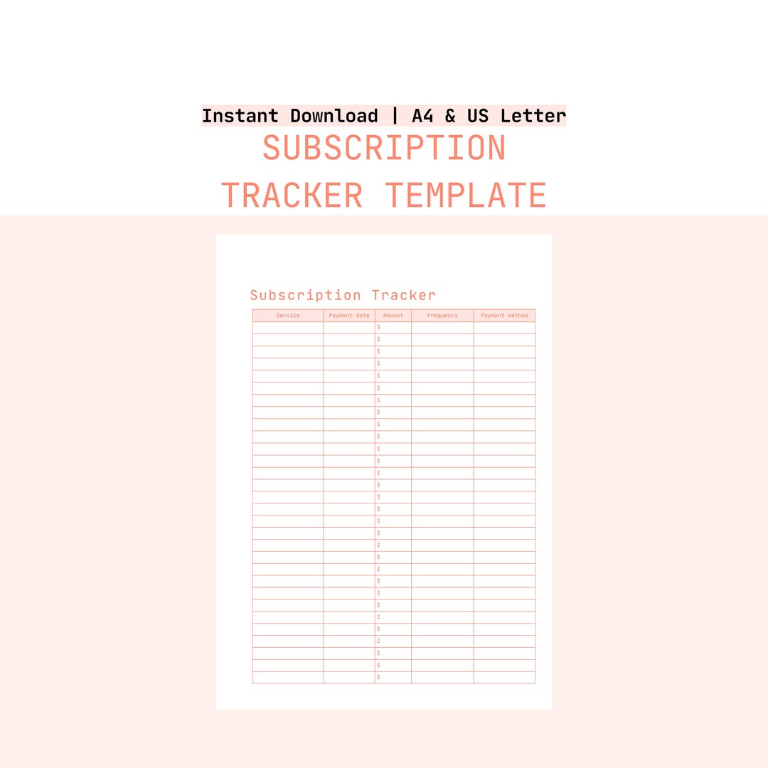 Subscription Tracker Template | Editable Budget Planner (PDF, Canva ...