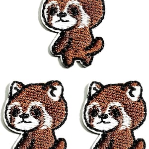 3Pcs. Mini Red Panda Embroidered Patch Fabric Cartoon Iron On Sew On Patch DIY Logo Clothe Jeans Jackets Hats Backpacks Shirts Accessories