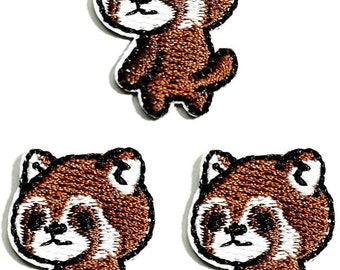 3 st. Mini Röd Panda Broderad Tyglapp Tyg Tecknad Stryk-på Sy-på Tyglapp DIY Logotyp Kläder Jeans Jackor Hattar Ryggsäckar Skjortor Accessoarer