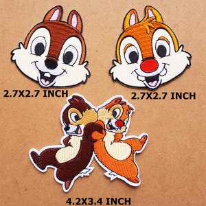Lot of 3 Chip And Dale Cartoon Movie Patch Chip Munk Cartoon Comic Patch For Clothes Jackets DIY T-Shirt Badge Applique Iron on/Sew On Patch