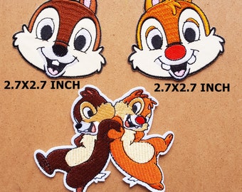 Lot of 3 Chip And Dale Cartoon Movie Patch Chip Munk Cartoon Comic Patch For Clothes Jackets DIY T-Shirt Badge Applique Iron on/Sew On Patch