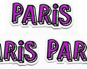 3 st. Paris Frankrike Sy-på Stryklapp Broderad Applikation Hantverk Handgjord Kläder Klänning Växt Jeans Klistermärke Ord Bokstav Lila Paris-lappar