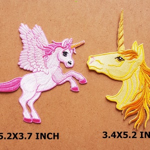 Lot of 2 Pony Unicorn Princess Pink Unicorn Horse Fantasy Cartoon Patch Clothes Bag T-Shirt Jeans Biker Badge Applique Iron on/Sew On Patch