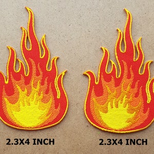 Lot of 2 Fire Danger Warning Hippie Camping Patch Cartoon Children Kids Embroidered Applique Craft Handmade Baby Kid Girl Women Clothes
