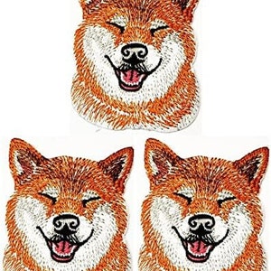 3 stuks. Shiba Inu Japanse puppy hond patches Arts Cartoon patches teken kostuum T-shirts jassen jeans DIY stoffen geborduurd opstrijkbare patch.