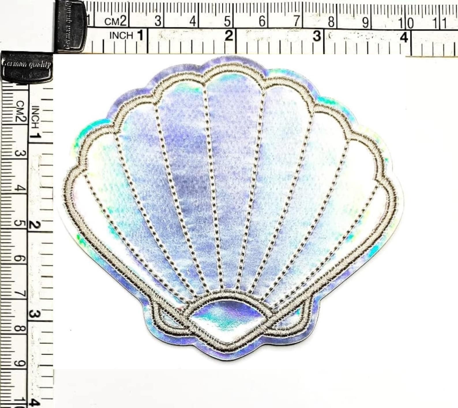 Embroidered Patch Shell 3pcs. Gray Pearl Seashell Cartoon Patch Shells Embroidered Applique ...