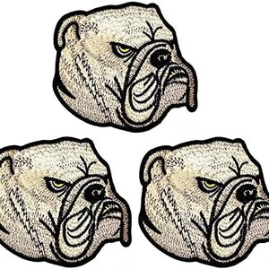 3pcs. Dog Face Patches English Bulldog Cartoon Fashion Sticker Craft Projects Accessory Sewing DIY Emblem Clothing Costume Appliques Badge.