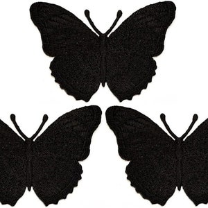 3pcs. Black Butterfly Animal Cartoon Iron on Patch Embroidered Applique Crafts DIY For Clothes Jeans Stickers Patches Decorative Repair.