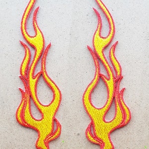 Heleboel 2 Flame Fire Patch Flame Gevaar Waarschuwing Cartoon Patch Kids Geborduurde Applique Craft Handgemaakte Baby Kid Girl Dameskleding