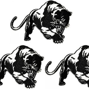 3pcs. Black Panther Puma Jaguar Leopard Cougar Animal Embroidered Iron On Patch for Jeans Jackets Hats Backpacks Shirts Sticker Appliques.