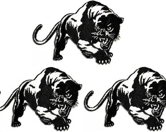 3 st. Black Panther Puma Jaguar Leopard Cougar Broderad Stryk-på-lapp för jeans, jackor, mössor, ryggsäckar, skjortor, klistermärken.