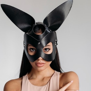 Gesicht Hasen Maske - Gesichtsmaske - Vegan Leder Hasen Maske - Maskerade Maske - Frauen Hasen Maske - Reif - Fetisch Maske