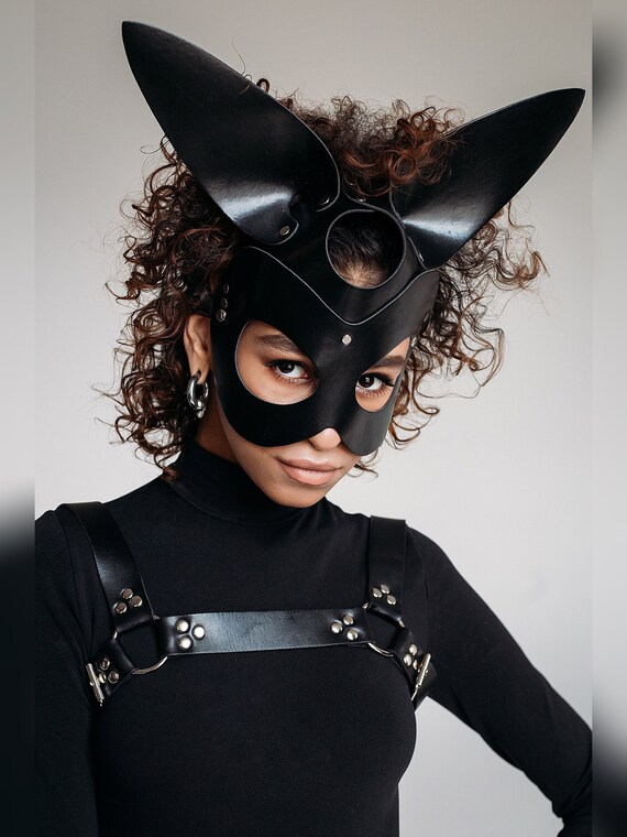 Bdsm Leder Kaninchen Maske Sexy Bondage Maske Etsy