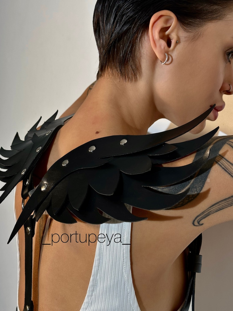 Wings chest harness Angel wing waist harness Top harness Vegan leather chest harness Winged Bra top harness harness with wings image 3