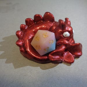 Metallic Red Dragon Dice Guardian Holder Figure