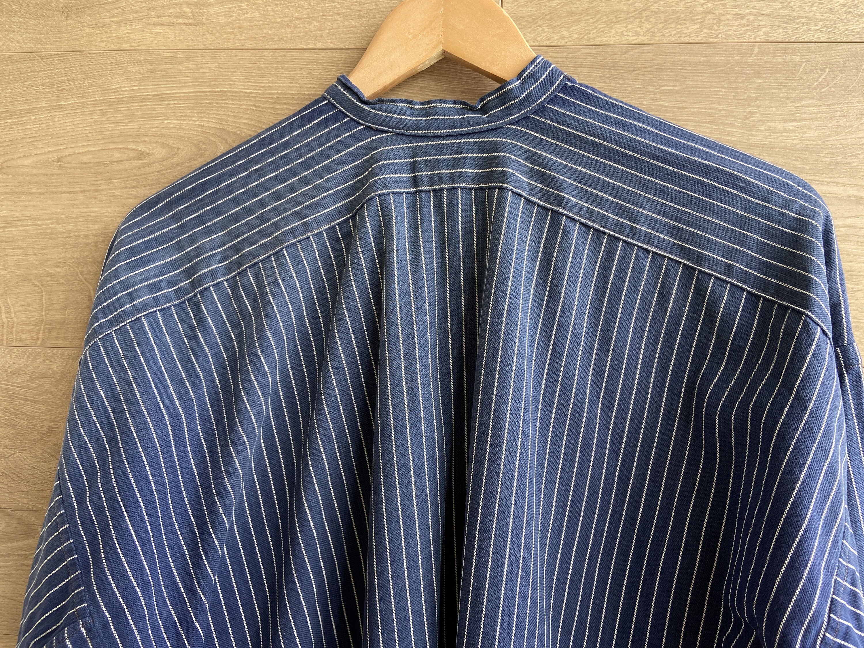 Vintage Collarless Striped Work Shirt Sun Faded Belted Back Shirt,  Fisherman Smock - Etsy