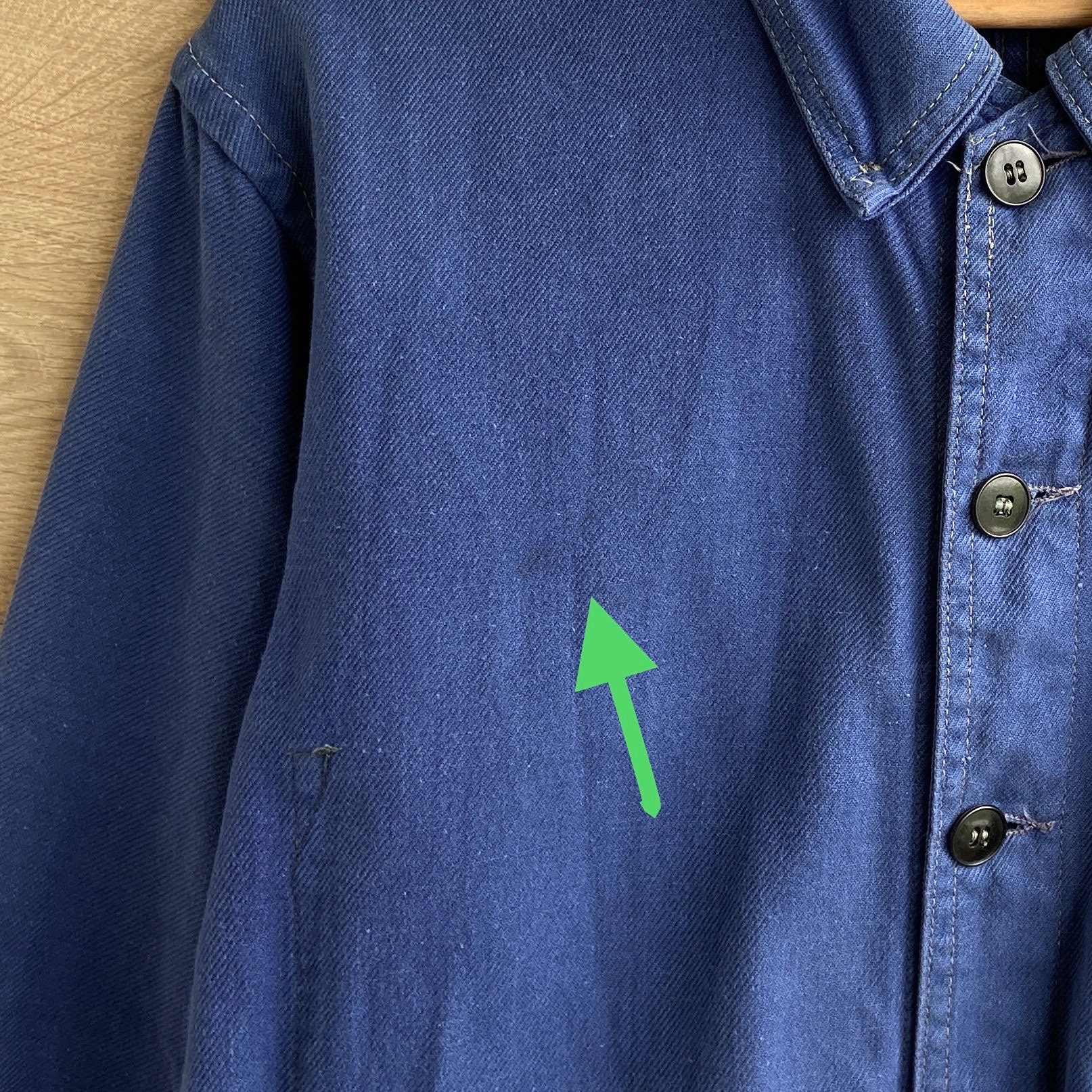Vintage French Work Chore Jacket, Blue Cotton Artist Smock, 1940s