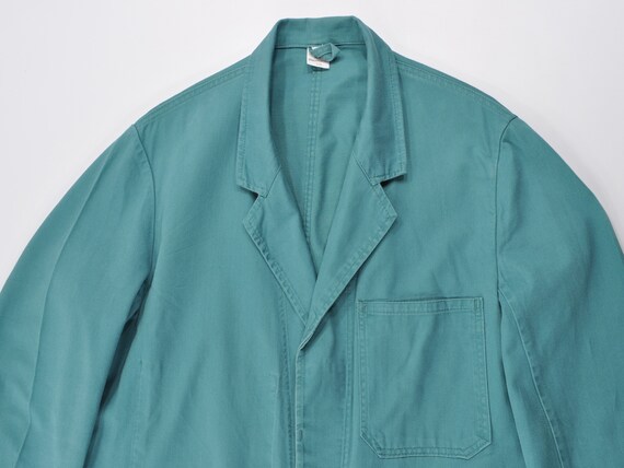 Vintage Work Coat, Turquoise Shop Coat, Duster Coa