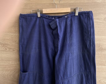 Vintage Work Pants, EU Worker Blue Cotton Worker Trousers