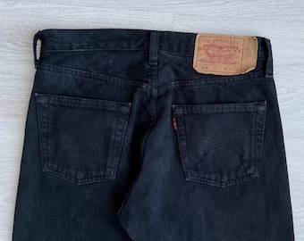 W30 Vintage Distressed Levi's 501 Jeans, Black Worn Washed Denim Pants