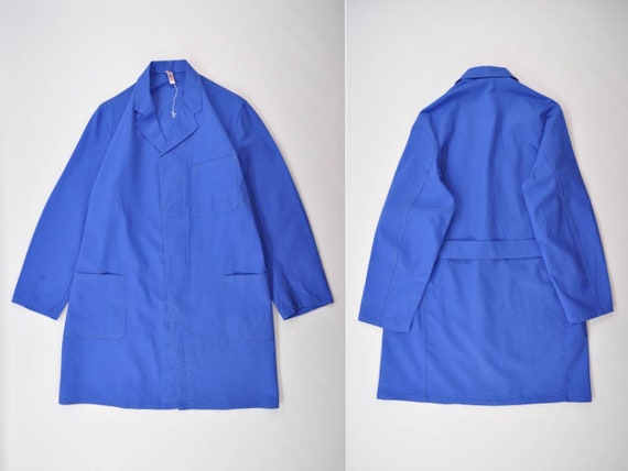 Vintage European Work Coat / Blue Shop Coat / Dust