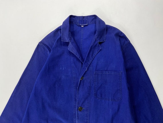 Vintage Faded Work Coat, Distressed Blue Shop Coat