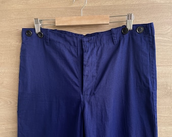 Vintage Work Pants, EU Worker Blue Cotton Worker Trousers