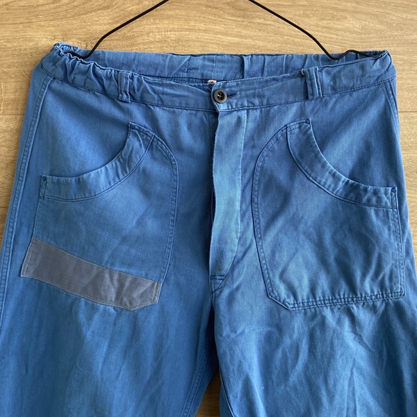 Vintage Work Pants, EU Worker Blue Cotton Worker Trousers
