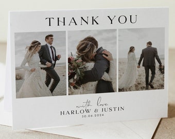Minimalist Wedding Photo Thank You, Wedding Thank You Card, Photo Thank You Card, Printable Thank You Card, Editable Wedding, Harlow