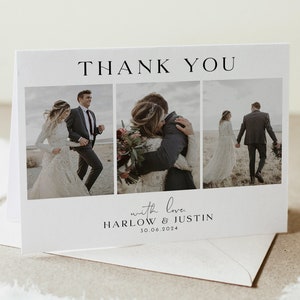 Minimalist Wedding Photo Thank You, Wedding Thank You Card, Photo Thank You Card, Printable Thank You Card, Editable Wedding, Harlow