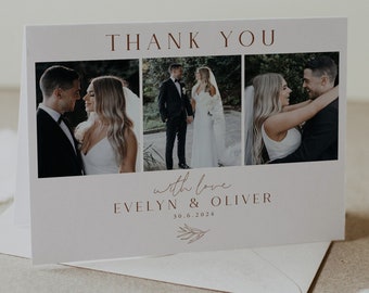 Boho Wedding Photo Thank You Card: Minimalist Printable (Editable)