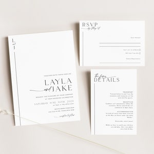 Minimalist Wedding Invitation Template Set, Wedding Invitation Template Download, Editable Modern Wedding Invite, Instant Download, Layla