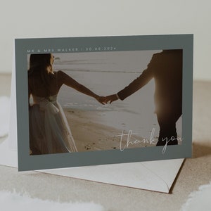 Hochzeit Dankeskarte mit Foto, Druckbare Dankeskarte Vorlage, Foto Dankeskarte, Sofort Download, mit Foto, modern, Audrey