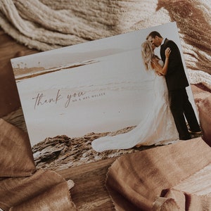 Minimalist Wedding Photo Thank You, Wedding Thank You Card, Photo Thank You Card, Printable Thank You Card, Wedding Template, Annalyse