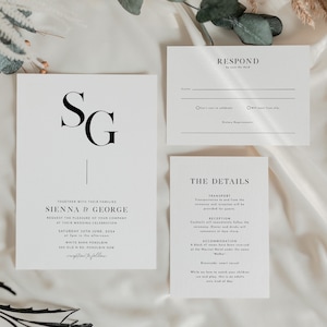 Minimalist Wedding Invitation Template Set: Modern Sienna Design (Digital Download)