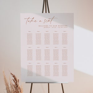 Wedding Seating Chart, Printable Seating Chart, Wedding Seating Chart Poster, Minimalist Wedding, Editable Seating Plan, Simple, Bianca