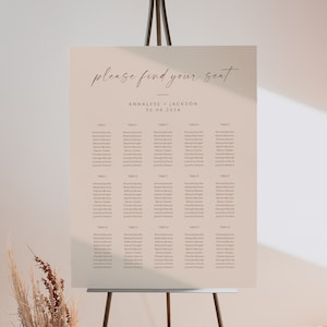 Wedding Seating Chart, Printable Seating Chart, Wedding Seating Chart Poster, Minimalist Wedding, Editable Seating Plan, Simple, Annalyse