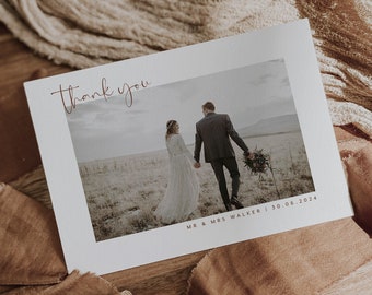 Minimalist Wedding Photo Thank You, Wedding Thank You Card, Photo Thank You Card, Printable Thank You Card, Wedding, Billie